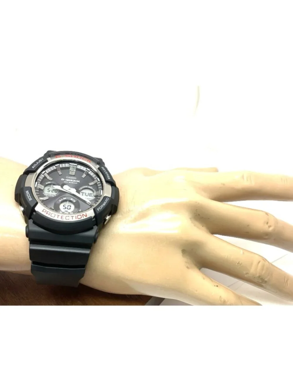 Casio Mens Watch G-Shock GAS100 Black Resin Analog Digital Tough Solar 47mm 5445